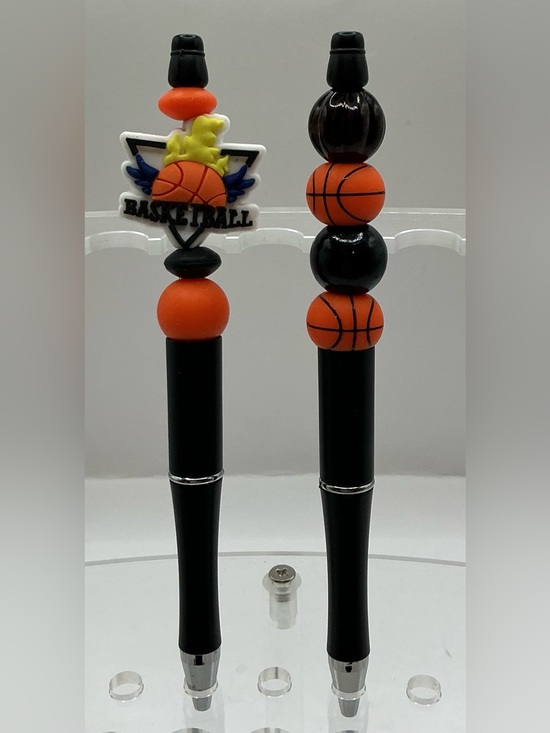 Handmade Other - MENS PENS: 2 HANDMADE BEADED PENS FOR MEN BASKETBALL THEME